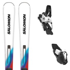 comparer et trouver le meilleur prix du ski Salomon Addikt white/neonbl/red + e mi12 gw wht/black/black blanc / bleu sur Sportadvice