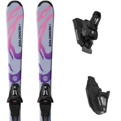 comparer et trouver le meilleur prix du ski Salomon Qst s + c5 gw j cosmic sky/pastel pink/ultra violet gris rose violet sur Sportadvice